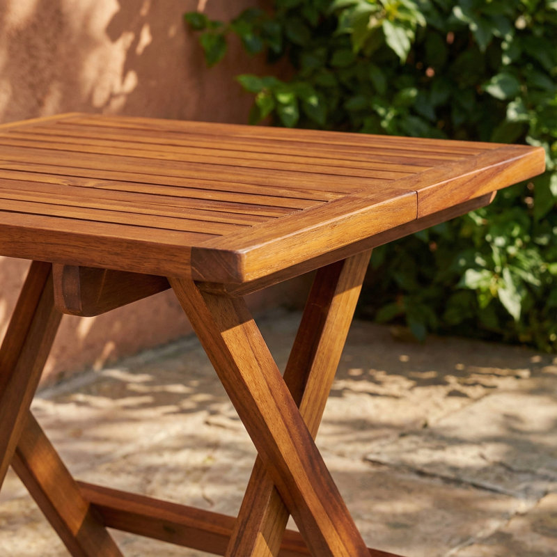 Folding Teak Small Table, Oiled Finish