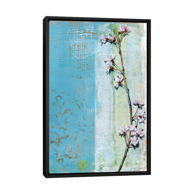 « willow fleuri i », impression sur toile, H 26 po x l 18 po x P 1,5 po, Toile avec cadre noir, Pas de tapis