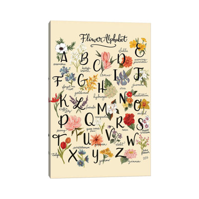 Flower Alphabet - Wrapped Canvas Textual Art