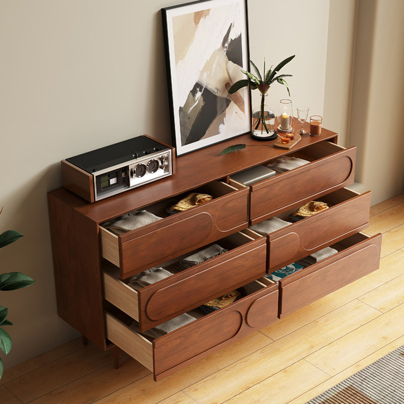 Commode d'appoint standard simple en bois de couleur noyer, H 35,4 po x l 47,2 po x P 15,7 po