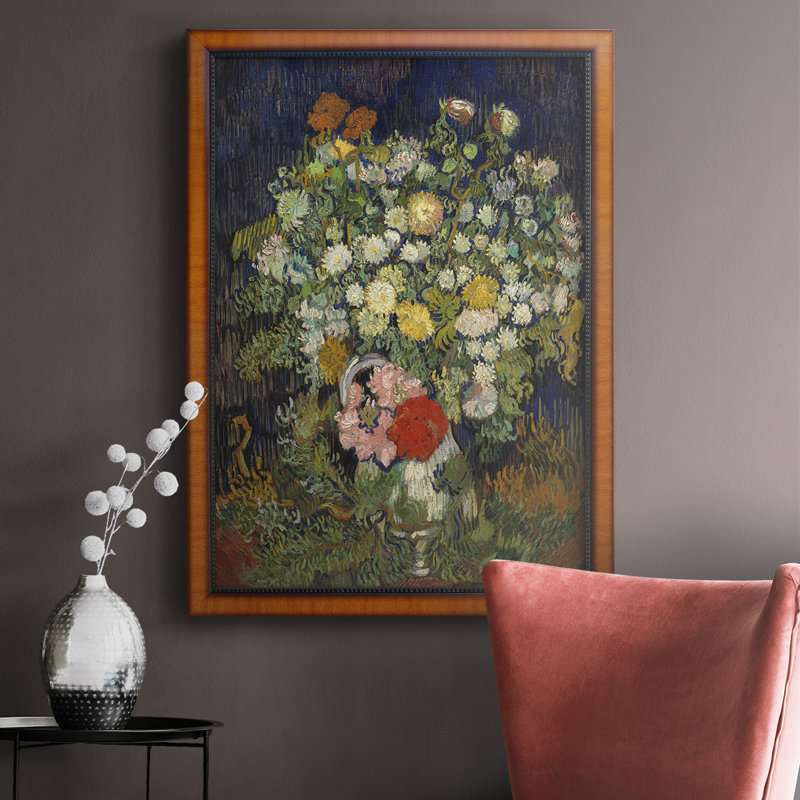 Bouquet de fleurs dans un vase, toile tendue de qualité supérieure - prête à être accrochée, H 20 po x l 16 po