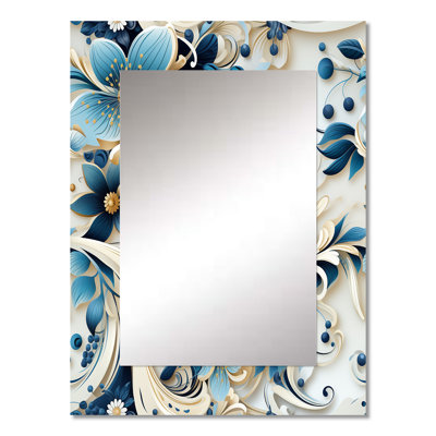 Yukino Nautical Allure Paisley Pattern - Paisley  Decorative Mirror, Paisley, Floral Wall Mirror, Printed Metal Art