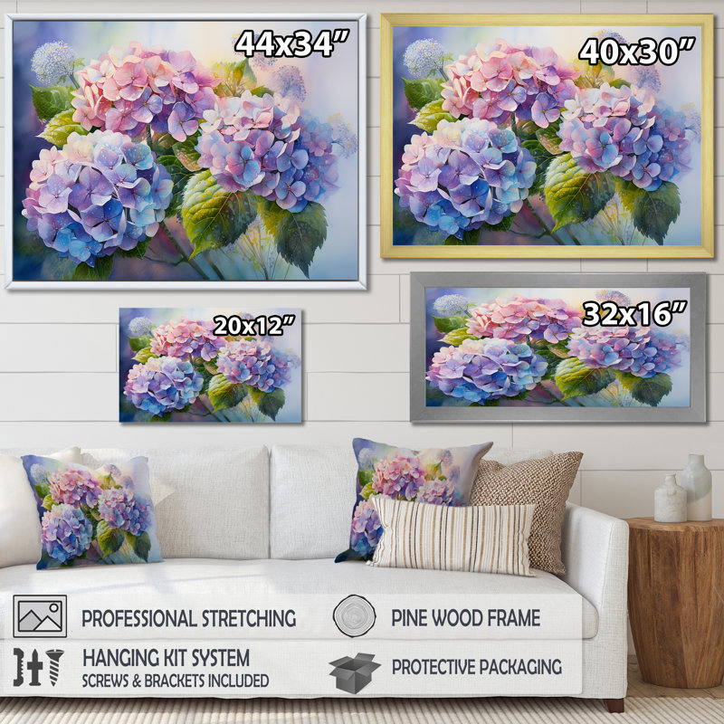 «Rose et mauve», impression sur toile, H 12 po x l 20 po x P 1 po, Cadre flottant brun