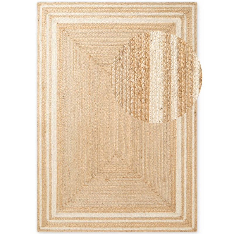 Hanse Home Jute Rug Jutta Robust & Durable, Natural Rug with Border for Living room, Bedroom, Dining room, Bedroom, Hallway