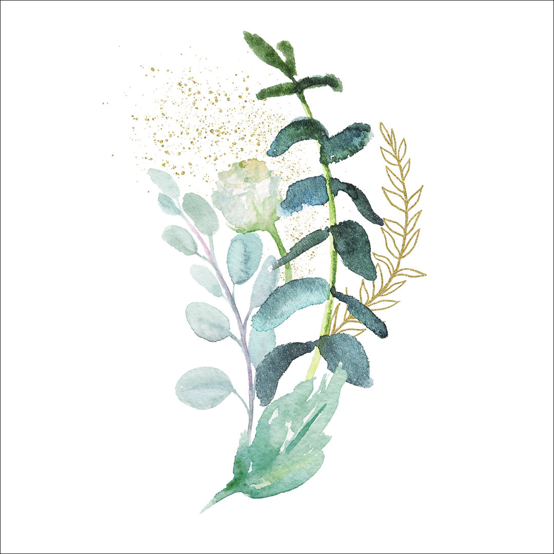 WaterColour Leaves V – Druck auf Floatglas