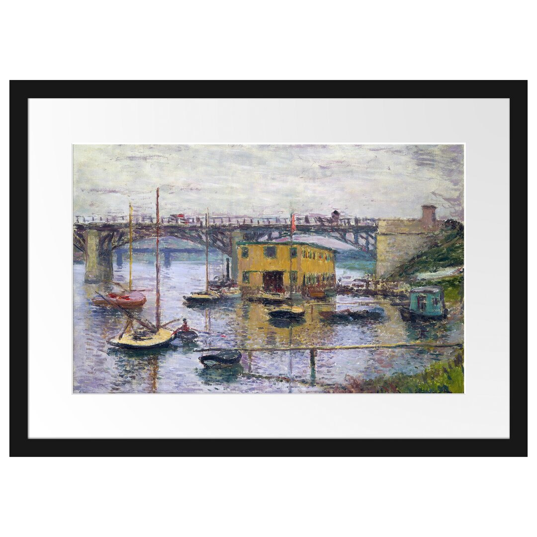 Gerahmtes Plakat Brücke bei Argenteuil auf einem Grau von Claude Monet