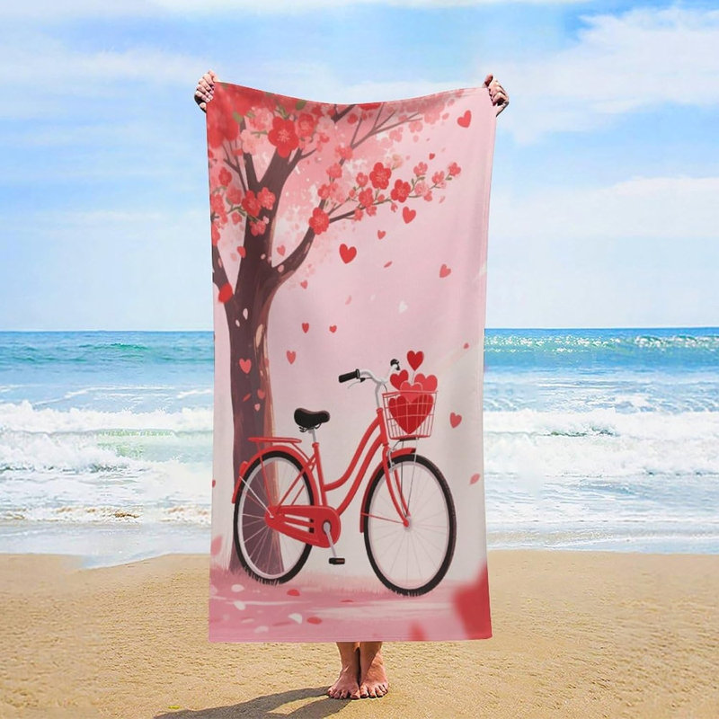 Serviette de plage en microfibre à séchage rapide pour arbre et bicyclette, 36 po x 72 po