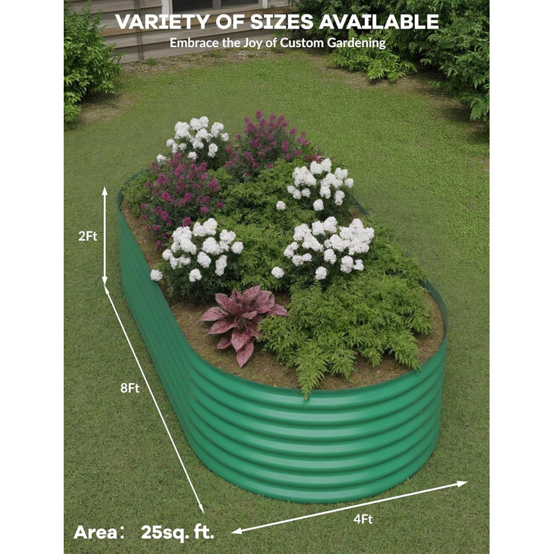 Bacs à fleurs surélevés galvanisés pour l'extérieur, pour légumes, fruits et fleurs, H 24 po x l 96 po x P 48 po, Vert
