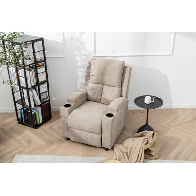 40.55Inch Height Power Recliner Chair, Breathable Fabric Single Overstuffed Recliner Sofa With USB Charge Port For Living Room