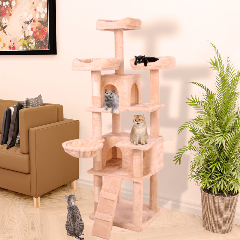 Cat Tree Climbing Frame with multi-layer structure for cats to scratch, climb, sleep, and exercise, Gray