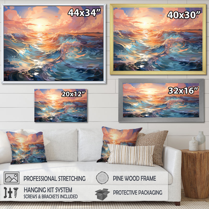 «Aqua Pastel Clouds Lansdcape I», reproductions d'art mural nuages, H 24 po x l 32 po, Toile tendue