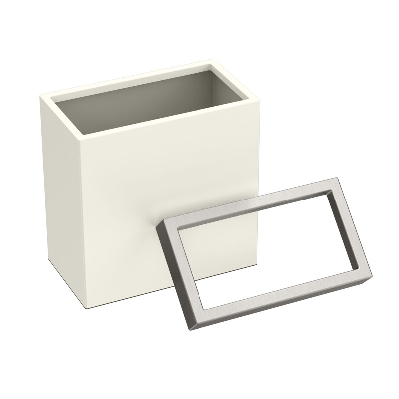 Couvercle de poubelle rectangulaire ouvert 3,18 gallons en acier inoxydable Elevate, Perle mat / nickel satiné