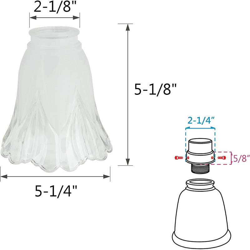 5.125'' H Glass Bell Ceiling Fan Fitter Shade