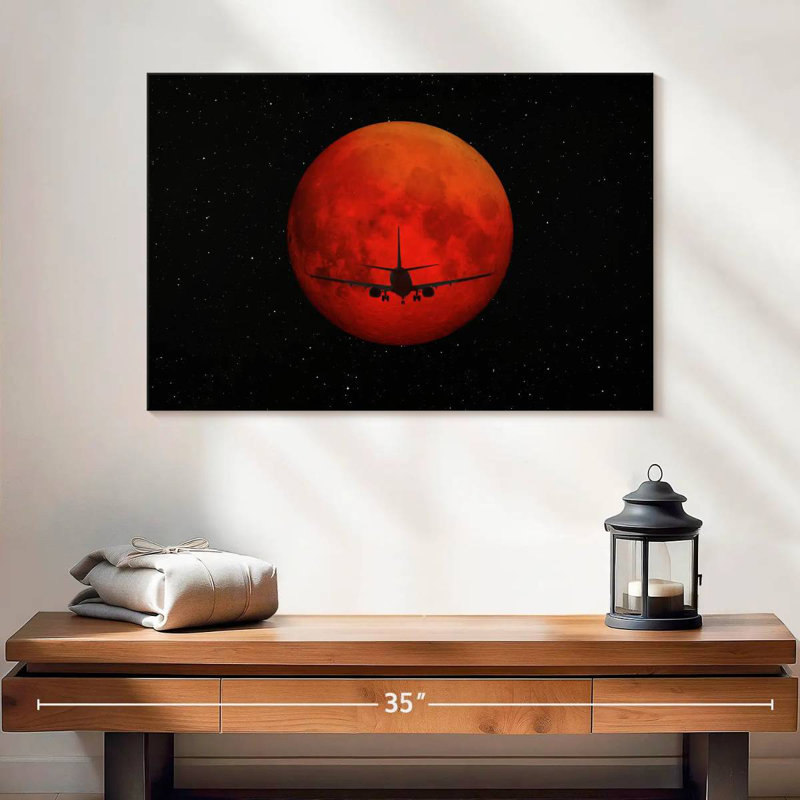 Oberle Red Dark Airplane, 24" H x 36" W