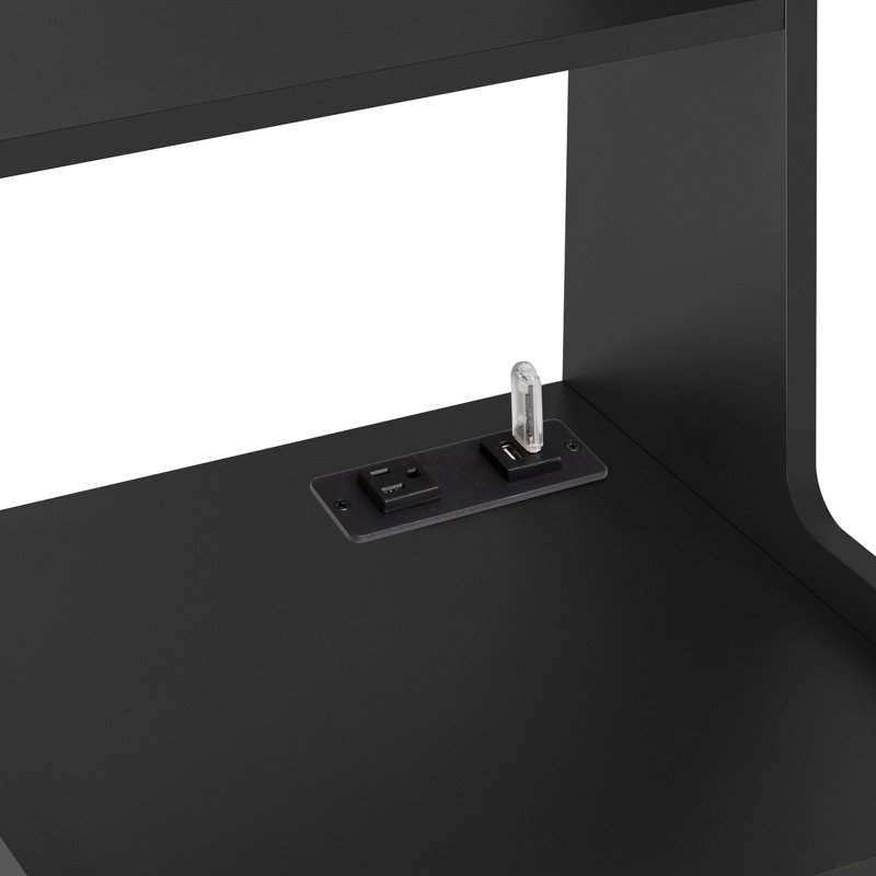Nightstand With Charging Station, Smart Nightstand With Night Light, Modern Night Stand With Bookshelf, Bedside Tables With Storage Cabinet For Bedroom (Bookshelf)