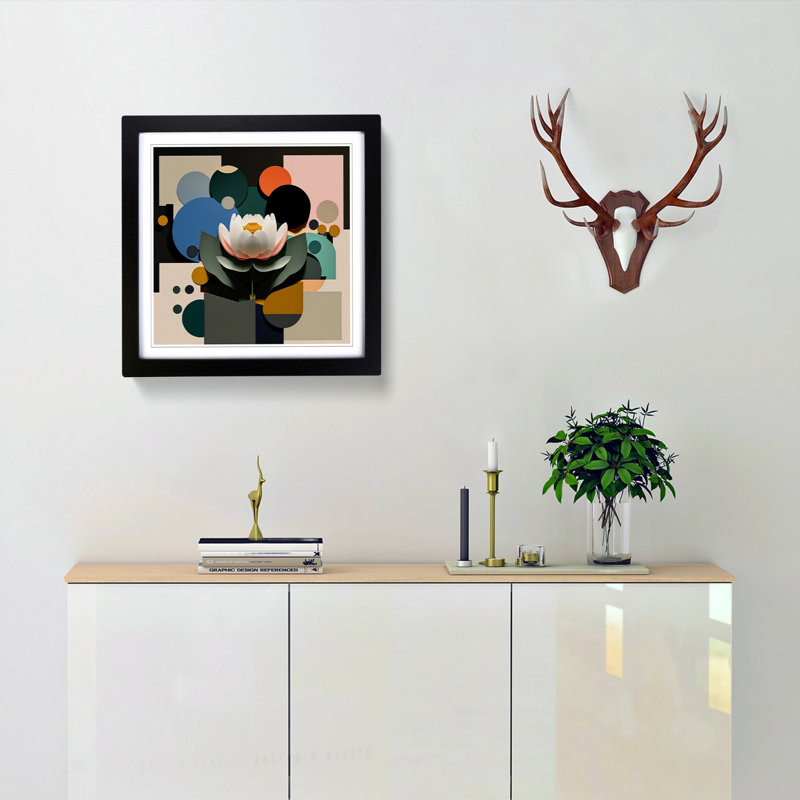 Lotus Flower Suprematism No.1 - Framed Print, Black