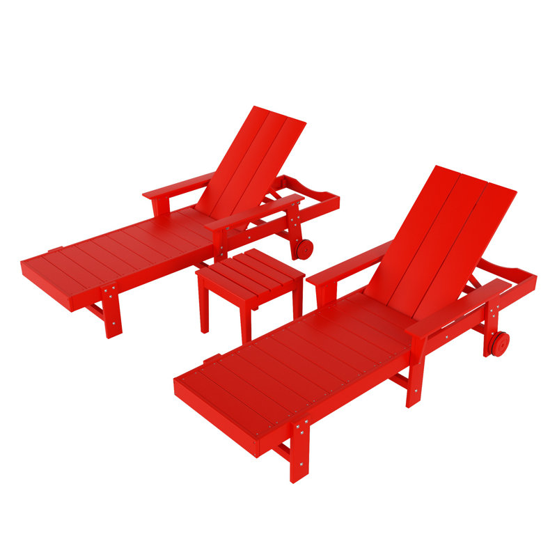 Chaise longue inclinable longue de 77,6 po Joubert, Rouge