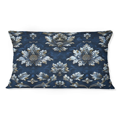 Navy Glam Damask - Glam Lumbar Pillow