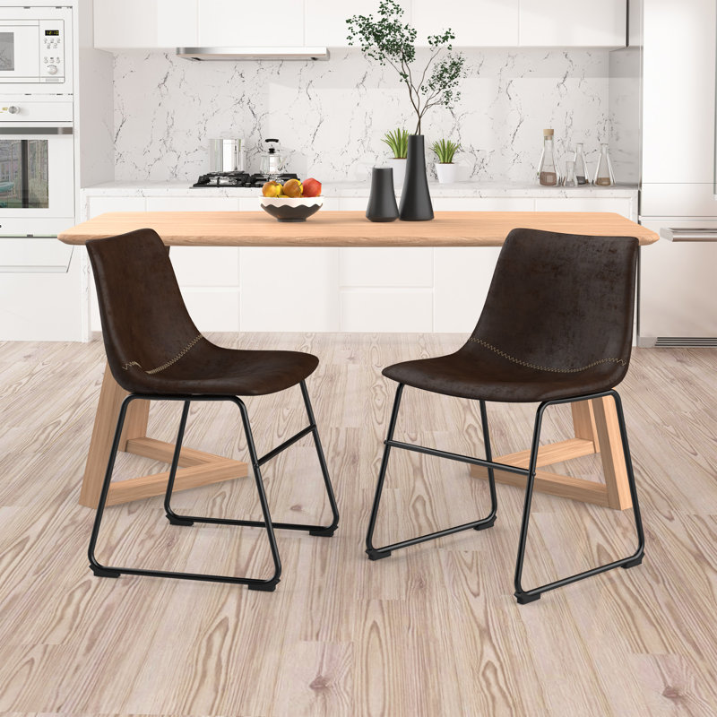 Chaise d'appoint revêtue de similicuir Davey, Marron foncé