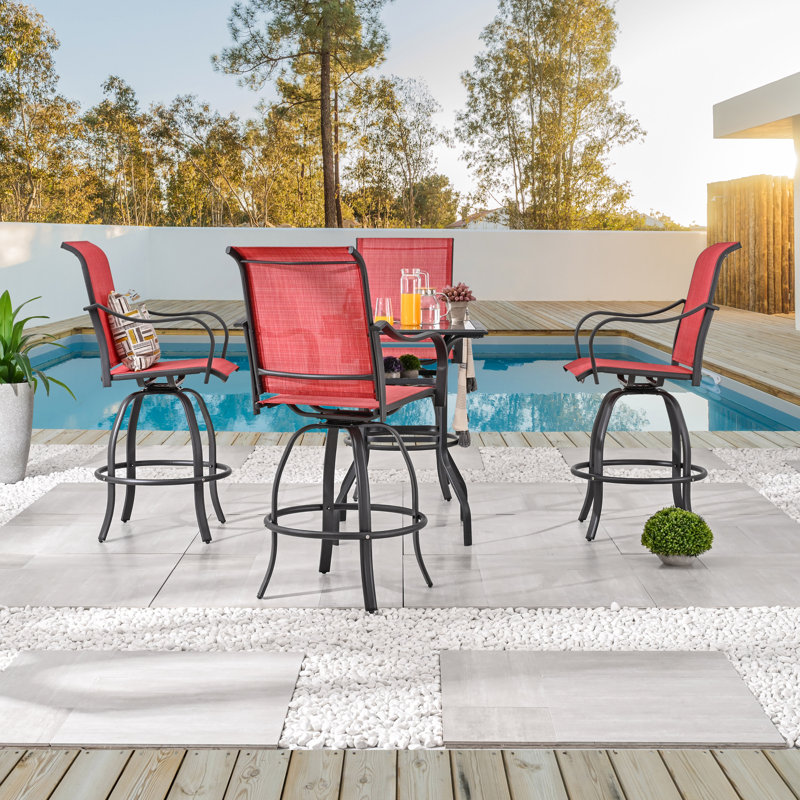Motto Square 4 - Person Bar Height Bistro Dining Set, Red