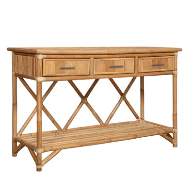 54'' Wide 3 Drawer Rattan Wood Sideboard
