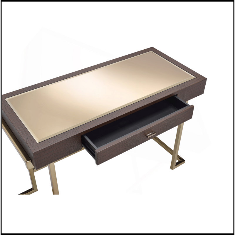 Table de bureau espresso et champagne