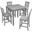 Ensemble de table de salle à manger 5 pièces, ensemble de table de salle à manger carrée en bois pour 4 personnes, ensemble de table de cuisine à hauteur de comptoir avec table carrée et 4 chaises rembourrées pour petit espace, gris