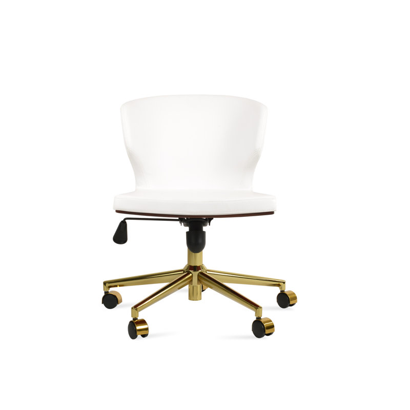 Chaise de bureau Amed Plus, Blanc, Doré