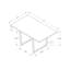 Table de salle à manger, rectangulaire, 60 po, cuisine, salle à manger, stratifié gris, métal chromé, contemporain, moderne