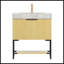 Meuble-lavabo autoportant avec comptoir en pierre frittée blanc de Carrare, cuve en céramique encastrée et armoire en contreplaqué de chêne Corolla-636982821-636982822