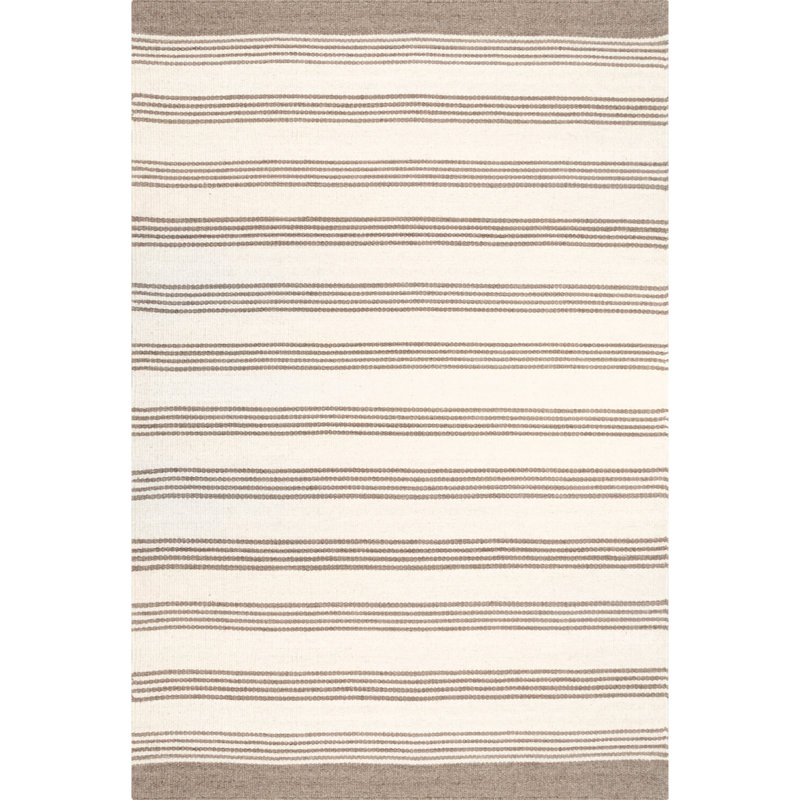 Beige and Off-White Striped Cotton Wool Area Rug 4' x 6'