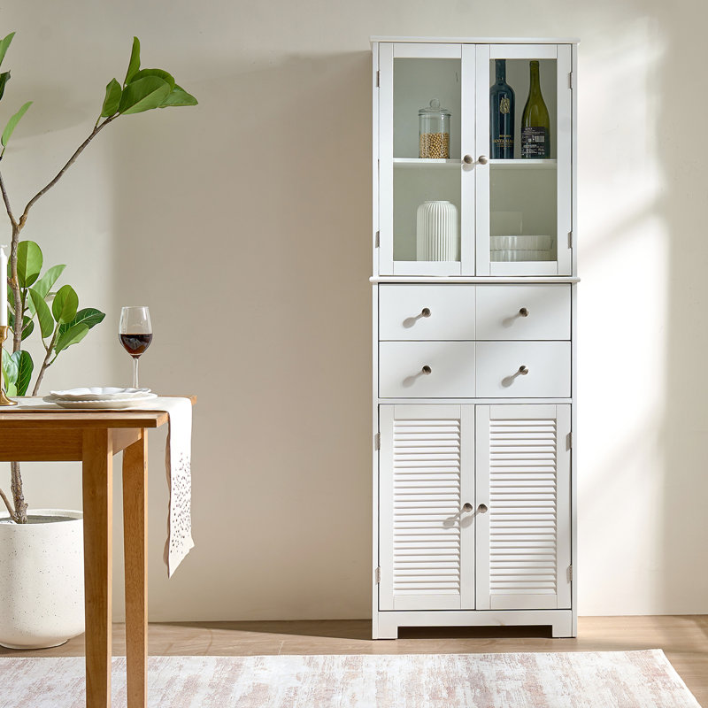 Garde-manger blanc de 67 po de hauteur avec tablette réglable et deux tiroirs - Idéal pour ranger les ingrédients de la cuisine | Guide de montage