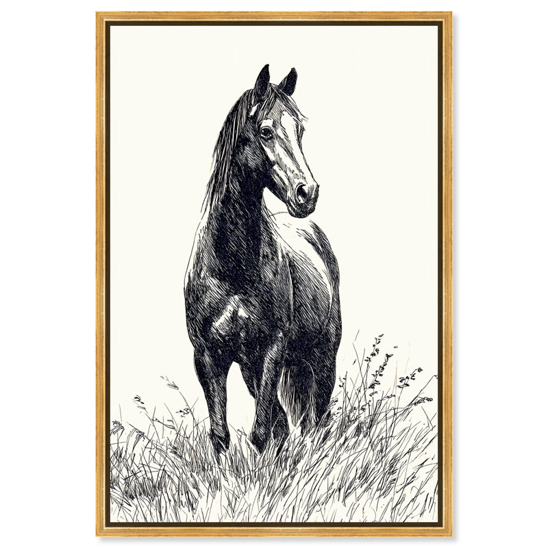 "Grassy Steed IV", impression sur toile par Art Remedy, cadre doré, 20 x 30, H 31 po x l 21 po, Encadrement doré