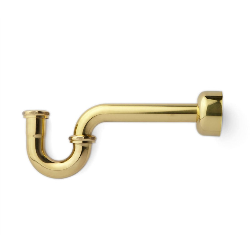 Signature Hardware 477101 1-1/4" P-Trap With High Box Flange - Brushed Gold, Polished Brass