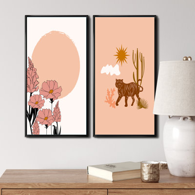 Boho Wild Animal Minimalistic Art Earth Tones II " Boho Wild Animal Minimalistic Art Earth Tones II " 2 - Pieces