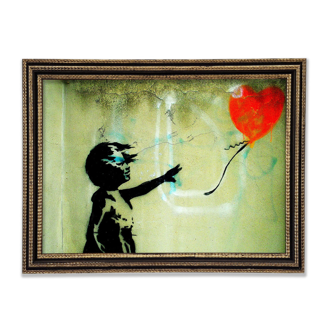 Gerahmter Kunstdruck Love Heart Balloon Girl Float