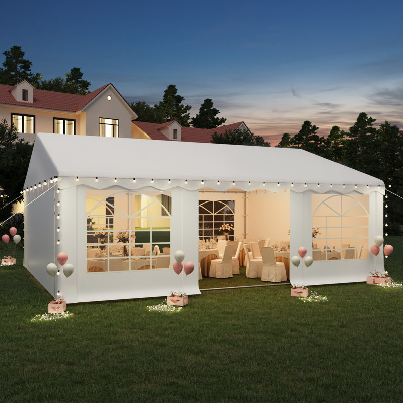 20' X 20' Party Tent, Heavy Duty Wedding Canopy With Removable Sidewalls & Windows, 10.7' H x 20' W x 20" D