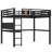 Full XL Metal Loft Bed with Desk, Storage Basket, Charging Port & Clock, Functional Loft Bed for Kids and Teens, Black-851192901