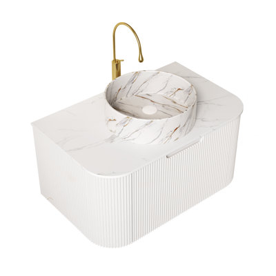 Meuble-lavabo moderne 30 po avec comptoir rond en céramique Callen