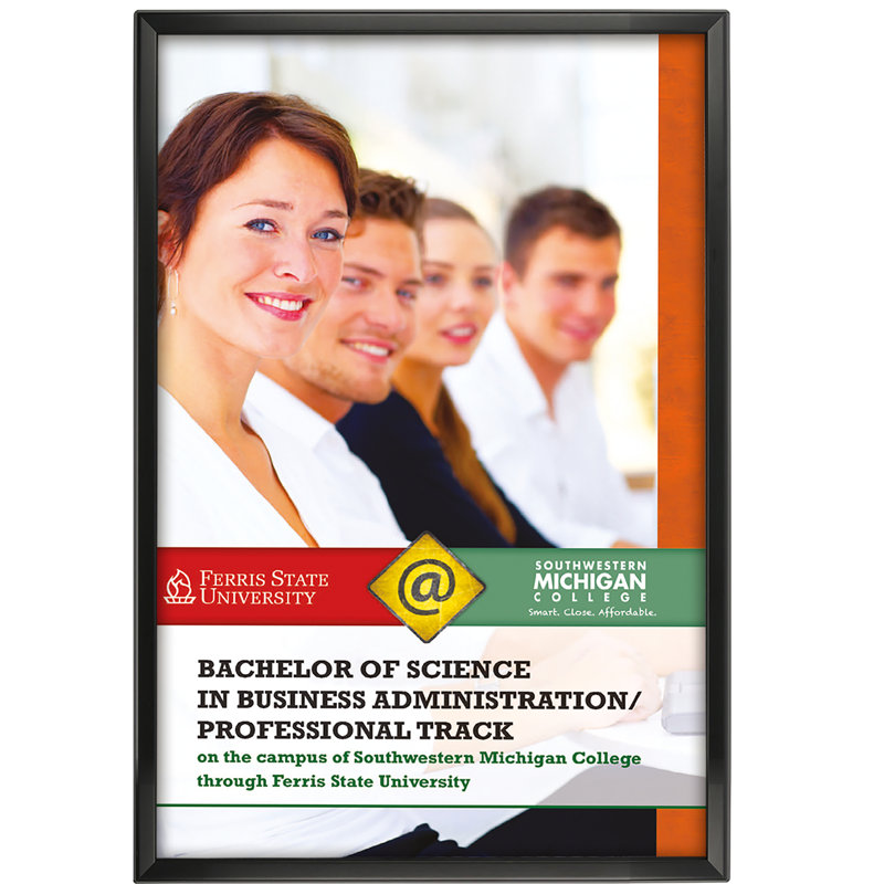 Cadre photo de coin rond sécuritaire, 30" x 40", Noir