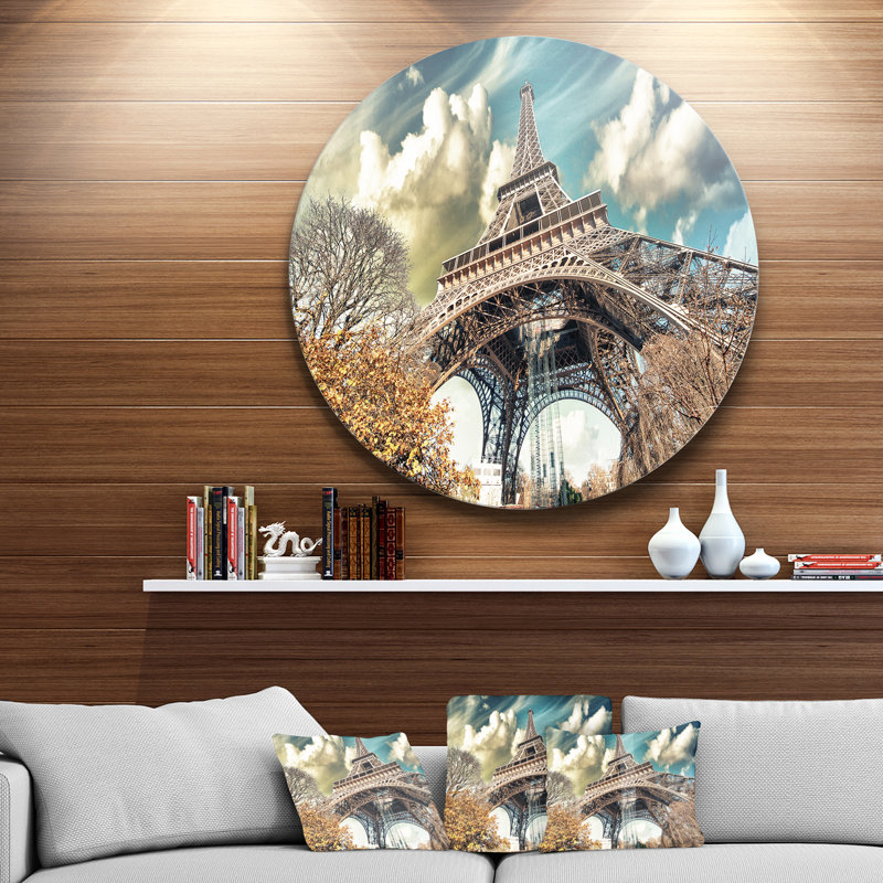 Photographie de paysage urbain «Street View of Paris Eiffel Tower», H 11 po x l 11 po x P 1 po, Métal