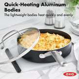 Black 5QT Non-Stick Aluminum Saute Pan with Lid