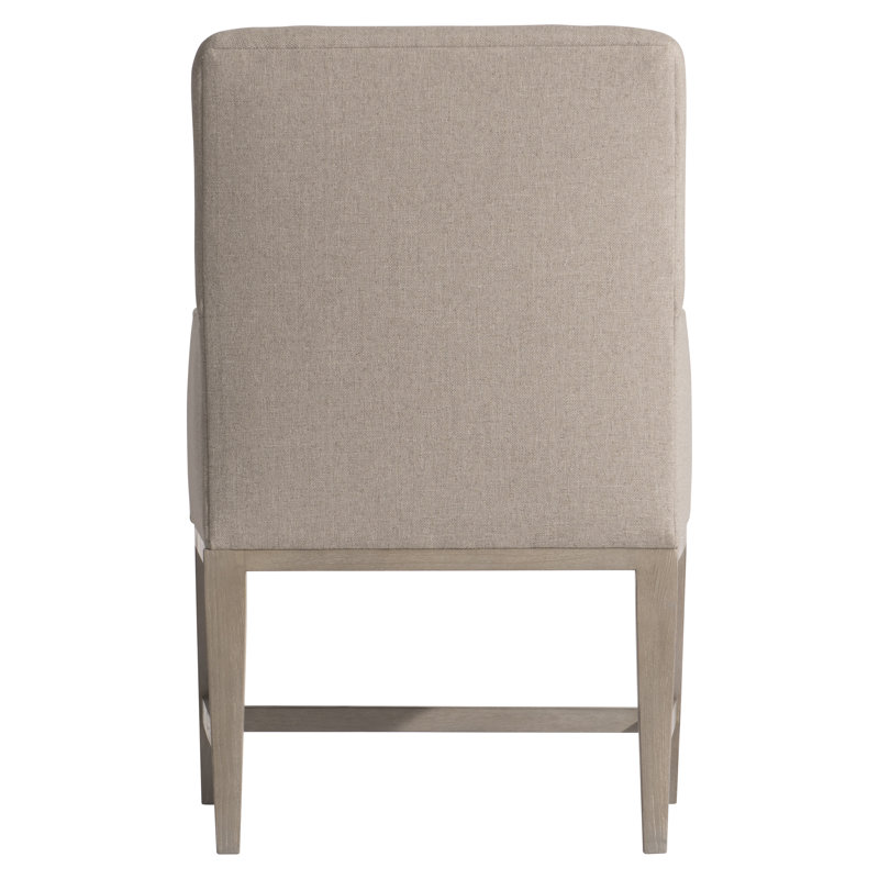 Beige Upholstered Stationary Dining Chair with Wood Legs