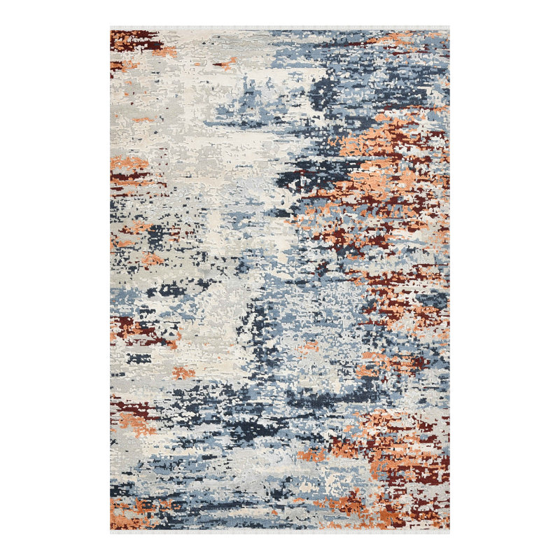 Tapis bleu / brun en laine / viscose Hermitage Beatrice, Rectangle 8 pi x 10 pi