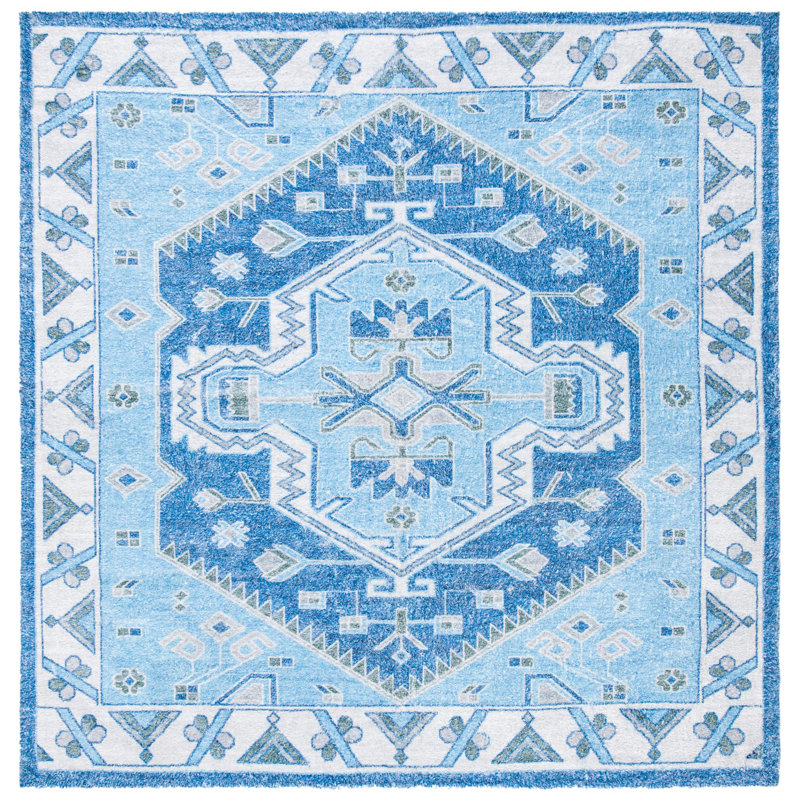 Blessen Hand Loomed Performance Oriental Rug, Square 6'