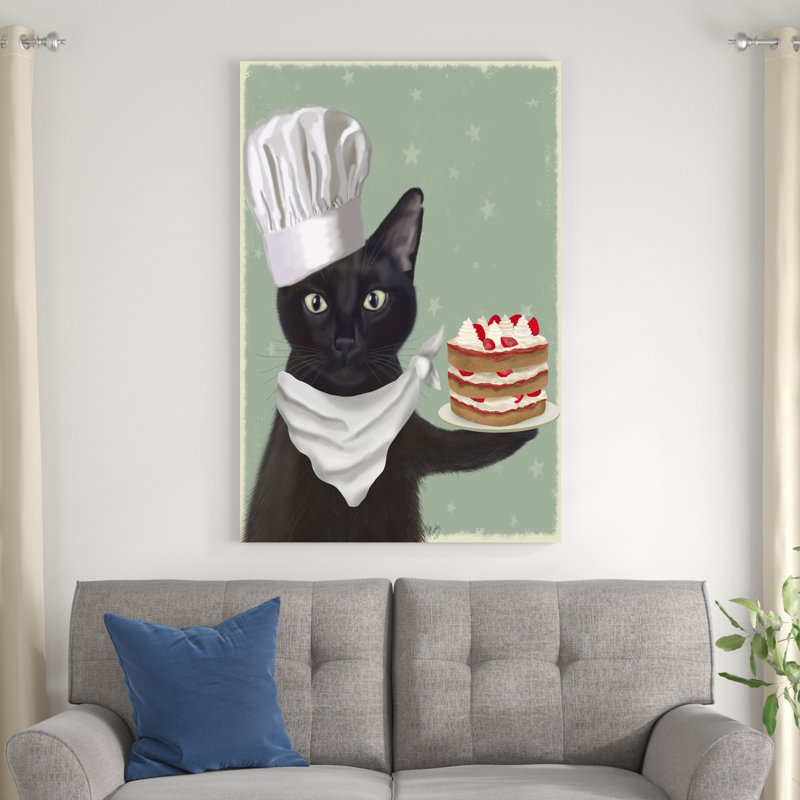 Gâteau au chat noir et aux fraises, H 48 po x l 32 po x P 1,25 po