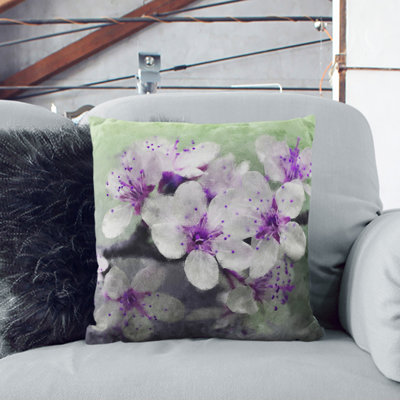 White and Purple Blossoms Scatter Cushion