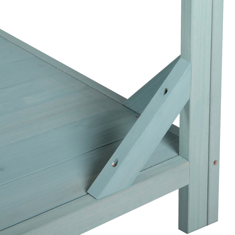 Pradyoth 65" H Fir Wood Potting Bench with 4 Storage Shelves & Side Hook, Green