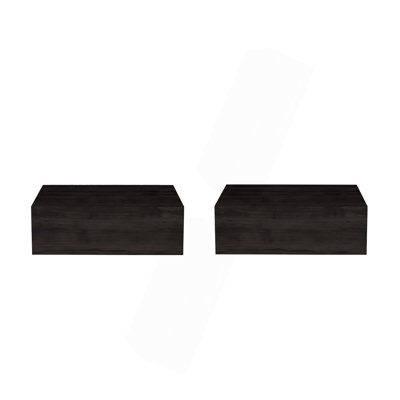 Dark Brown Floating Nightstands, Set of 2