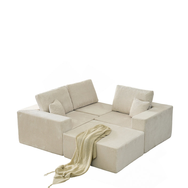 Canapé modulaire Cloud, canapé désossé, sans assemblage, 3 places avec repose-pieds et 2 coussins, parfait pour le salon et la chambre à coucher